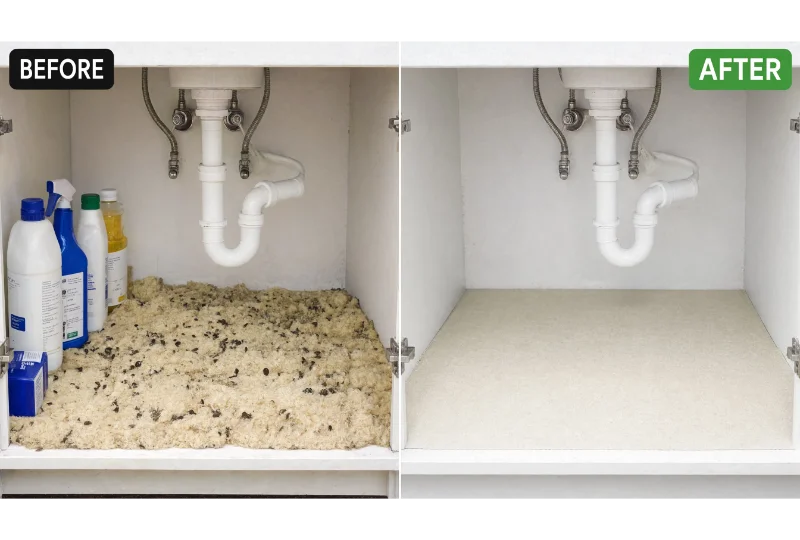 Before and after rodent removal service for landlords and property managers to prepare a rental property for tenants.