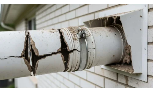 Rodent damage around a dryer vent, a common entry point in Toledo homes