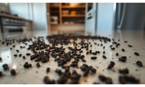 Fresh rat droppings found in a Toledo, OH attic indicating active infestation